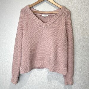Madewell Pink V-neck Knit Sweater, S